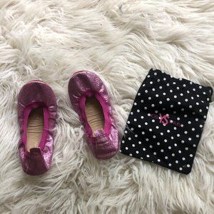 🎉Yosi Samra Pink Glittery Stretch Shoes, Size 4Y